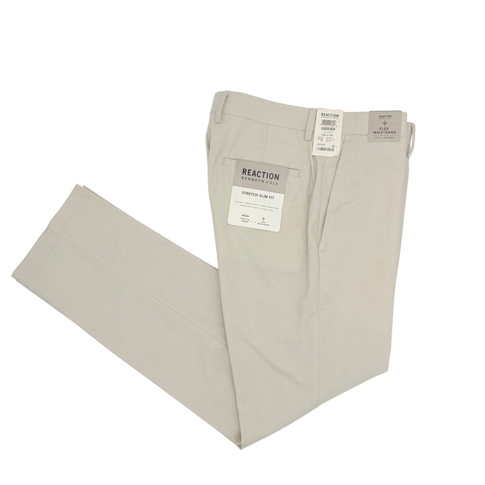 Reaction‎ Kenneth Cole Stretch Slim Fit Flat Front Dress Pants Mens 33x30